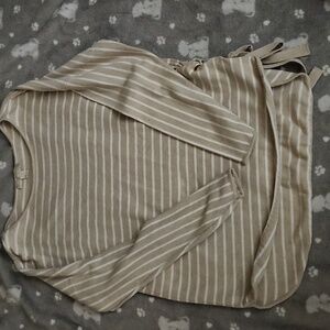 Michael Kors tan and white striped sweater size large